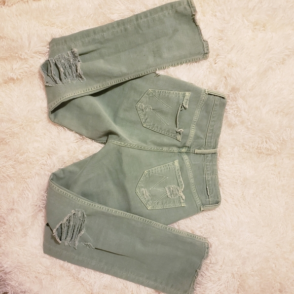 MOTHER Sage/Mint Green cropped tomcat jeans - Picture 8 of 11